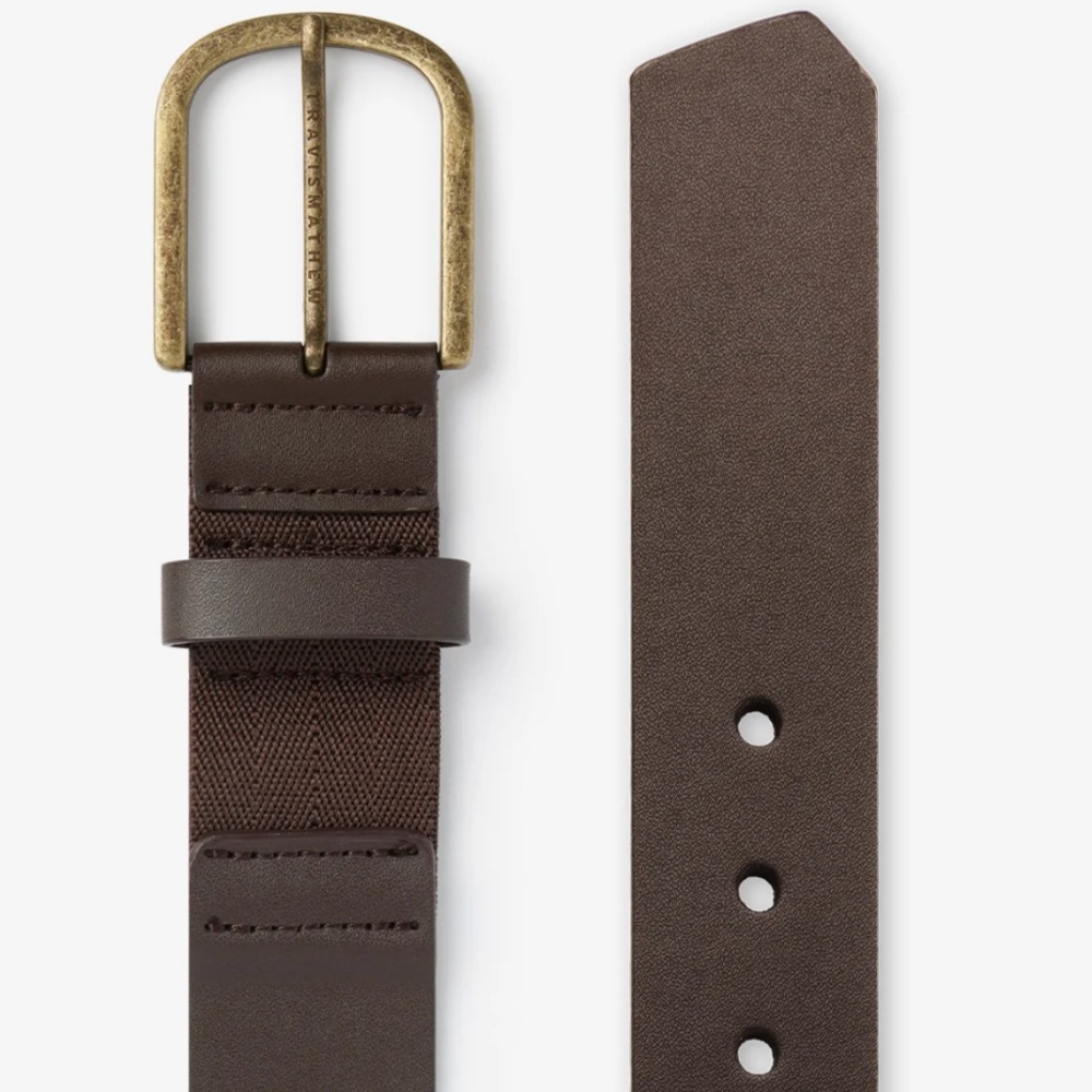 Travis Mathew Jinx 2.0 Leather Belt Dark Brown